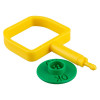 Yellow handle with a green circular OK indicator pin shown from the front for Boxpinfree Chubb Type Pin Ok Indicator Green Single Front