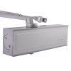 briton 1110 overhead door closer in silver shown from an angled view