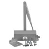 briton 121ce overhead door closer en3 with metal arm, mounting bracket, and screws displayed on a white background