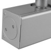 Close-up of the adjuster on a Briton 2320bt overhead door closer side arm en2 4 in silver color