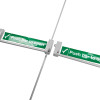 angled view of briton 377 double door panic bar set with latch bolt showing green push bar to open signs