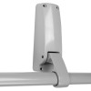 Part of the briton 377 double door panic bar set showing a close-up of the bar holder in light grey finish