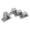 briton 377 double door panic bar set with latch bolt showing four grey metal components on a white background