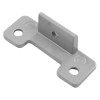 Part of the briton 377 double door panic bar set with latch bolt showing a small rectangular metal component with two round holes