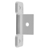 briton double door strike shown from the front with mounting holes and a protruding rectangular section