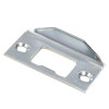 Metal component a part of the briton 378 single door panic bar with latch shown at an angle with two holes for fixing