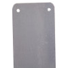 Closeup of the top part of a briton finger plate showing two screw holes and brushed metal texture