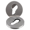 Pair of briton euro profile escutcheons in brushed metal finish with keyhole cut outs