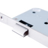 Closeup of a metal part of the briton 72mm latch showing the latch bolt and metal casing