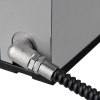 Close up of connection detail on briton 996 hold open free swing door closer en5 showing metal joint and black flexible cable