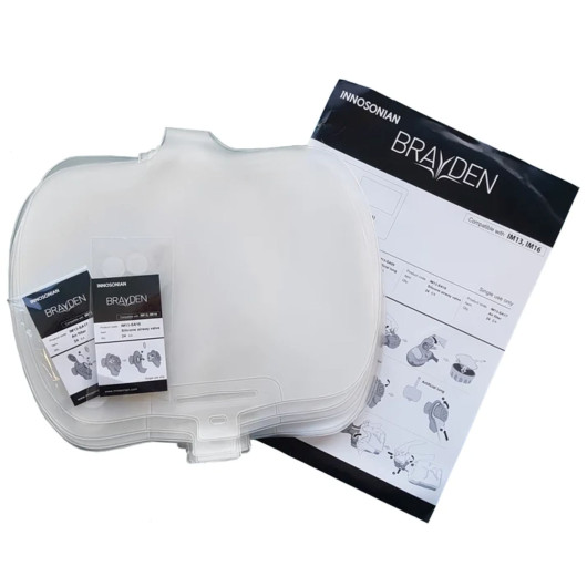 Clear Brayden Adult Replacement Lung shown with packaging and instruction sheet on white background
