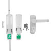 briton double door emergency pushpad set with latch bolt and lever operated outside access device shown from the front with keys