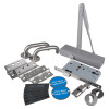 briton fire door kit lever on rose with br1120bses showing handles, hinges, lock mechanism, door closer, and blue fire door keep shut signs