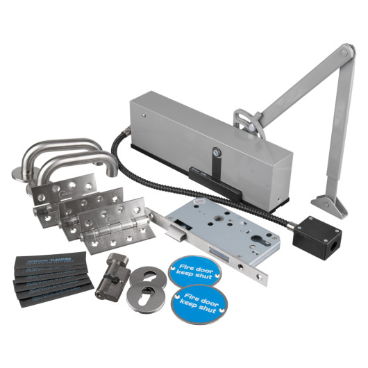 briton fire door kit lever on rose with br996301ses showing metal parts including handles, hinges, locking mechanism, and 