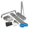 briton fire door kit pull handle with br1120bses showing handle, hinges, metal plate, fasteners, fire door closers and keep shut signs