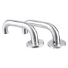 angled view of a pair of briton grade 4 rtd lever on rose handles in silver metal finish
