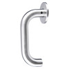 Side view of the briton grade 4 rtd lever on rose handle pair showing its metal finish and curved shape