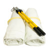 brimstone ev blanket folded with two yellow poles resting on top on a white background
