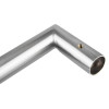 Closeup of the shiny silver Briton mitred pull handle 20mm 200mm showing the corner and fixing hole