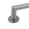 Close-up of the briton 4700 rose kit 22mm fitted on a mitred corner showing the brushed metal finish