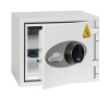 phoenix battery titan 1280 series fingerprint lock with door open ajar showing the interior and lock mechanism