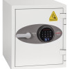 Front view of phoenix battery titan 1280 series fingerprint lock showing keypad and handle on white surface