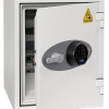 phoenix battery titan 1280 series fingerprint lock with front door slightly ajar showing keypad and handle