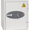 Front view of phoenix battery titan 1280 series key lock showing handle and key in lock slot