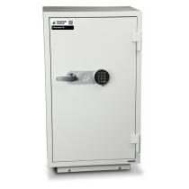 burton firebrand xl size 1 showing the front view with a light grey door and electronic keypad lock