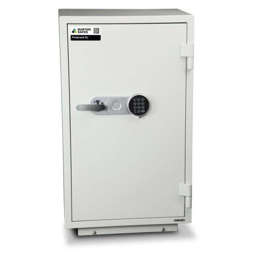 burton firebrand xl size 1 showing the front view with a light grey door and electronic keypad lock
