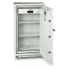 burton firebrand xl size 1 safe with the door open showing empty shelves and a lockable drawer inside