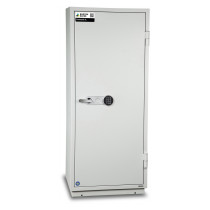burton firebrand xl size 3 shown from the front with a closed door and a combination lock on the right side