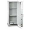 burton firebrand xl size 3 showing the product open with shelves and a locked drawer inside