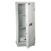 burton firebrand xl size 3 metal safe with door open showing empty shelves and locking mechanism