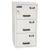 burton fireproof filing cabinet 3 drawer shown closed with key lock and label holders on each drawer