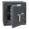 firesec 1060 size 1 safe with front door open showing locking bolts and electronic keypad lock