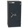 front view of the firesec 1060 size 3 showing a closed dark grey door with a metal handle and hinges