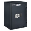 Burton Firesec 460 Size3 electronic lock on a dark security safe door showing keypad and handle