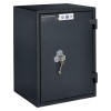 burton firesec 460 size3 fire security safe shown with key lock in door and three keys hanging from the lock