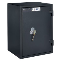 burton firesec 460 size3 fire security safe shown with key lock in door and three keys hanging from the lock
