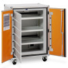 Ceb810C Cemo Large Lockex Cabinet with castors showing angled doors open and empty shelves inside