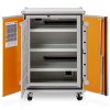Ceb810C Cemo large Lockex cabinet with castors showing front doors open and empty interior shelves