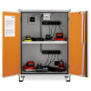 large basic cemo lockex with open front showing shelves and battery chargers inside