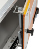 Close up of the Ceb85F Cemo Lockex charging cabinet door mechanism showing springs and locking parts