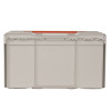 Back view of a battery fire protection box showing the plain surface and lid edge in off-white and orange colors