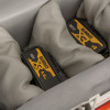 Battery fire protection box padded interior with two black and yellow 18V lithium ion batteries inside