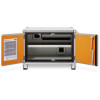 Open front empty premium small cemo lockex with orange doors and internal fittings visible
