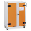 large premium plus cemo lockex with orange double doors and a central handle shown from an angled view