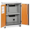 Open empty large premium plus cemo lockex with orange doors and a single shelf inside