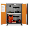 large premium plus cemo lockex with both doors open showing shelves and electronic equipment inside